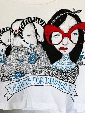 Little Rocks Cropped T-Shirt M What's for Dinner II Funky/Quirky Made in Greece